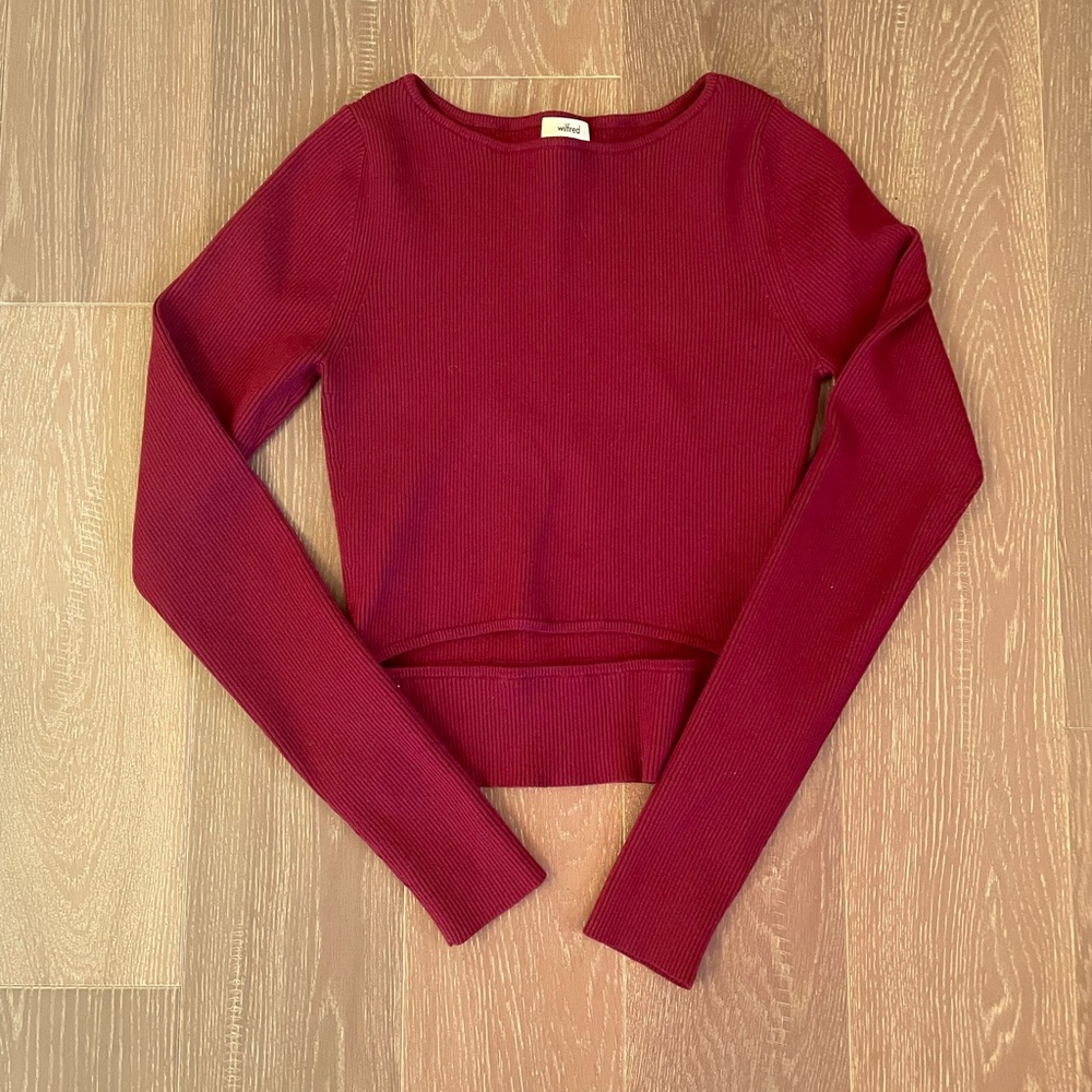Aritzia ribbed Yacine Long Sleeve Top